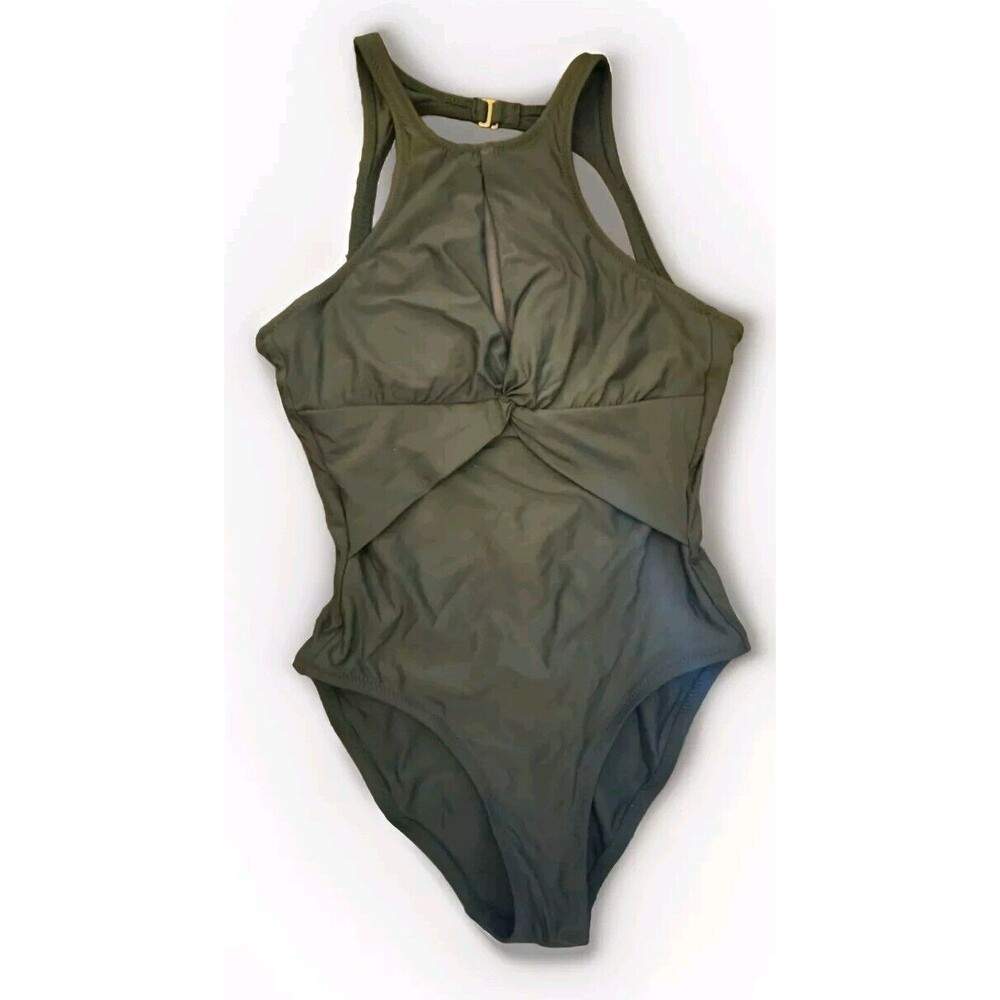 Helen Jon Hunter Green Swim Bathing Suit Beach Pool Vacation Cruise 1 Piece Sz S
